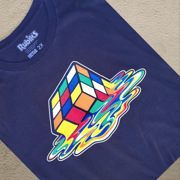 Mens Rubiks Cube black tee - Picture 3 of 6